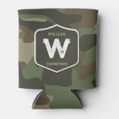 Camouflage Green Camo Army Pattern Monogram Blikjeskoeler (Voorkant)