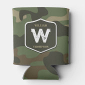 Camouflage Green Camo Army Pattern Monogram Blikjeskoeler (Achterkant)