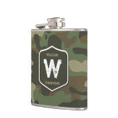 Camouflage Green Camo Army Pattern Monogram Heupfles (Links)