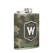 Camouflage Green Camo Army Pattern Monogram Heupfles (Rechts)