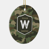 Camouflage Green Camo Army Pattern Monogram Keramisch Ornament (Rechts)