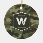 Camouflage Green Camo Army Pattern Monogram Keramisch Ornament (Voorkant)