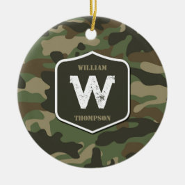 Camouflage Green Camo Army Pattern Monogram Keramisch Ornament