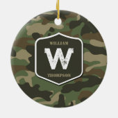 Camouflage Green Camo Army Pattern Monogram Keramisch Ornament (Achterkant)