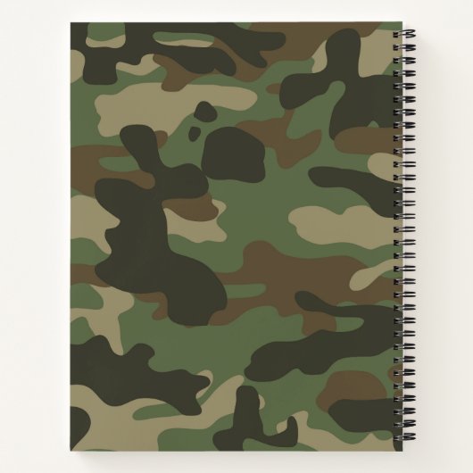 Camouflage Green Camo Army Pattern Monogram Notitieboek (Achterkant)