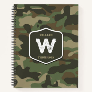 Camouflage Green Camo Army Pattern Monogram Notitieboek