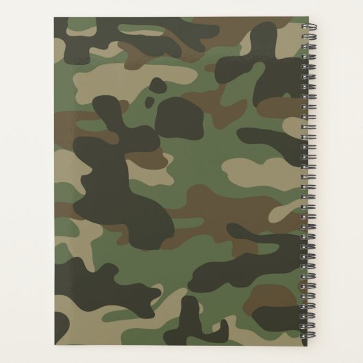 Camouflage Green Camo Army Pattern Monogram Planner (Achterkant)