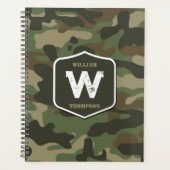 Camouflage Green Camo Army Pattern Monogram Planner (Voorkant)