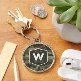 Camouflage Green Camo Army Pattern Monogram Sleutelhanger