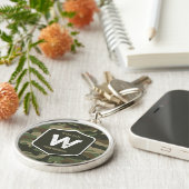 Camouflage Green Camo Army Pattern Monogram Sleutelhanger (Zijkant)