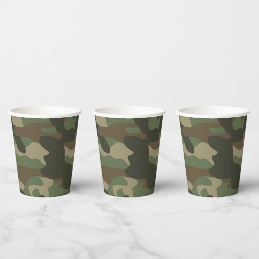 Camouflage Green Camo Army Pattern Papieren Bekers (Multi)