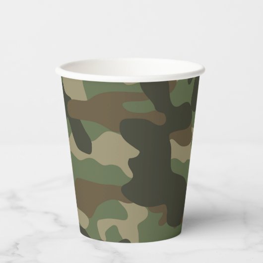 Camouflage Green Camo Army Pattern Papieren Bekers (Voorkant)