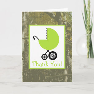 Camouflage & Green Carriage Baby shower Hartelijk  Bedankkaart