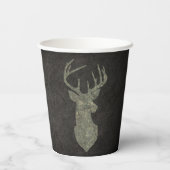 Camouflage Green Distressed Deer Silhouette Papieren Bekers (Achterkant)