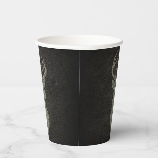 Camouflage Green Distressed Deer Silhouette Papieren Bekers (Rechts)