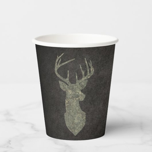 Camouflage Green Distressed Deer Silhouette Papieren Bekers (Voorkant)