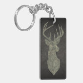 Camouflage Green Distressed Deer Silhouette Sleutelhanger (Voorkant Links)