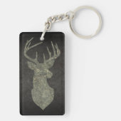 Camouflage Green Distressed Deer Silhouette Sleutelhanger (achterkant)