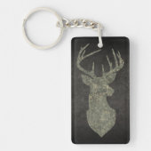 Camouflage Green Distressed Deer Silhouette Sleutelhanger (Voorkant)