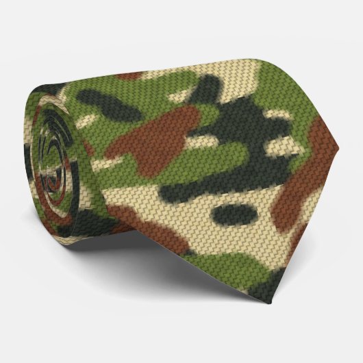 Camouflage Green en bruin Stropdas (Opgerold)