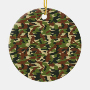 Camouflage Green en bruine kerstversiering Keramisch Ornament