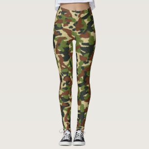Camouflage Green- en bruine Leggings
