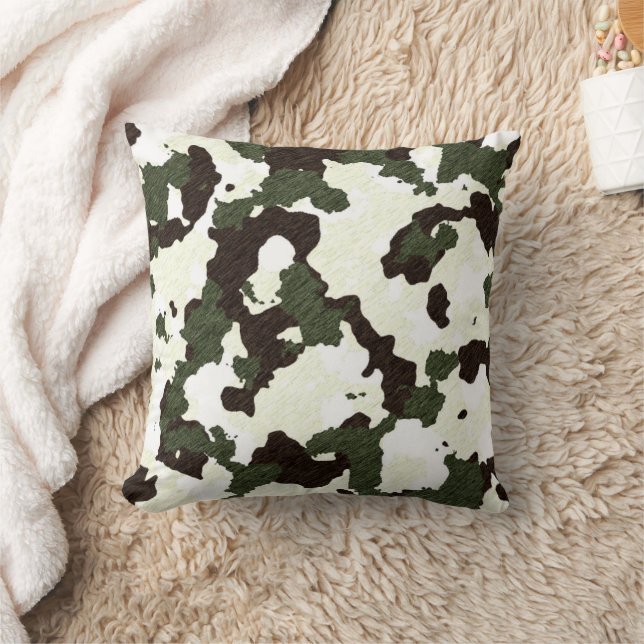 Camouflage Grijs Bruin Witte Decoratiekussen Kussen (Deken)