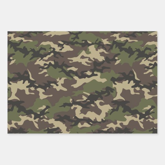 Camouflage, groen, blauw en bruin inpakpapier vel (Voorkant)