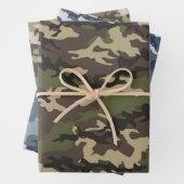 Camouflage, groen, blauw en bruin inpakpapier vel (In situ)
