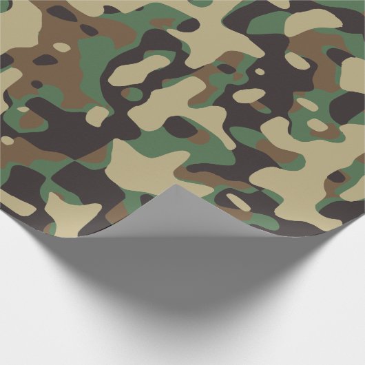 Camouflage Groen Bruin Beige Leger Militaire Cadeaupapier (Hoek)