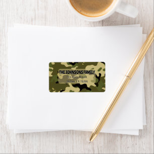 Camouflage Groen, Bruin, Beige, Zwart Adreslabel Etiket