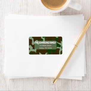 Camouflage Groen & Donkerbruin Retouradreslabel Etiket