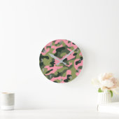 Camouflage Groen Roze Leger, gepersonaliseerd Ronde Klok (Huis)