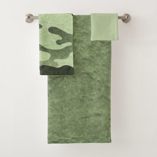 Camouflage groene badhanddoek set bad handdoek (Insitu)