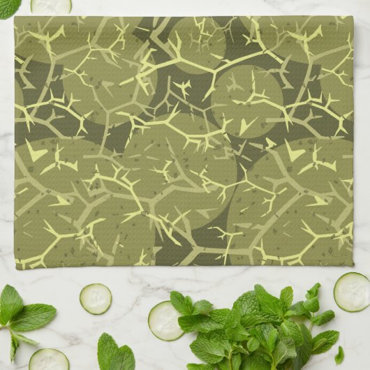 Camouflage groene cactus print theedoek (Gevouwen)