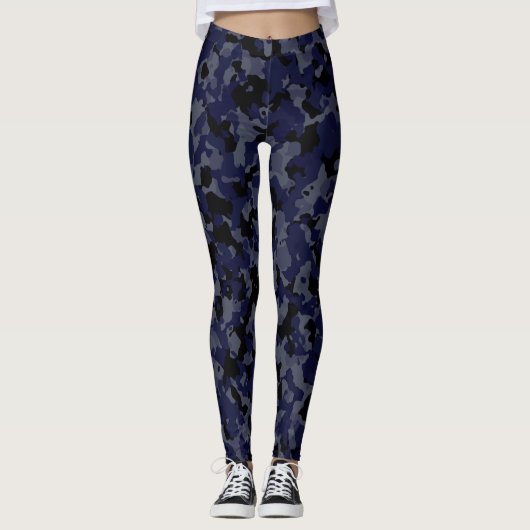 Camouflage Grote Camo Black Grey Leggings (Voorkant)