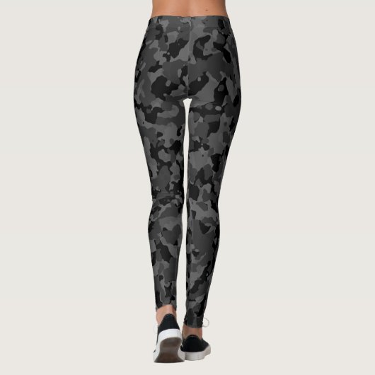 Camouflage Grote Donkere Camo Black Gray Leggings (Achterkant)