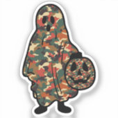 Camouflage Halloween Ghost met Pumpkin Pail Sticker (Voorkant)