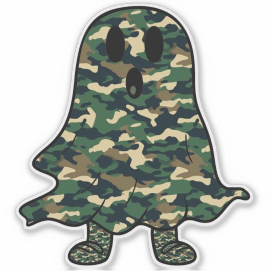 Camouflage Halloween Ghost Sticker (Voorkant)