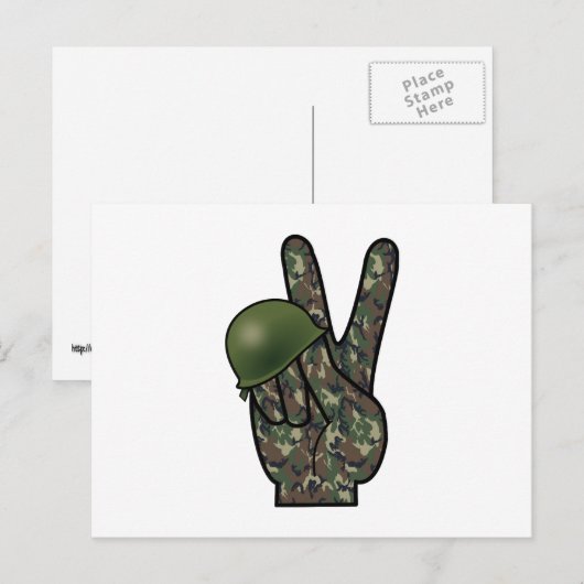 Camouflage Hand Victory/Peace Sign Briefkaart (Voorkant / Achterkant)