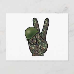 Camouflage Hand Victory/Peace Sign Briefkaart