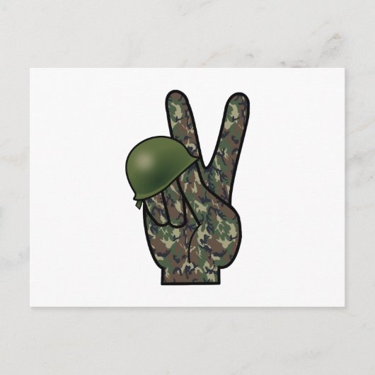 Camouflage Hand Victory/Peace Sign Briefkaart (Voorkant)