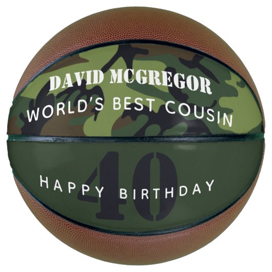 Camouflage Happy Birthday Best Basketbal (Voorkant)