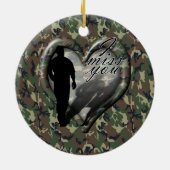 Camouflage hart - Man vermiste vrouw (w/text) Keramisch Ornament (Achterkant)