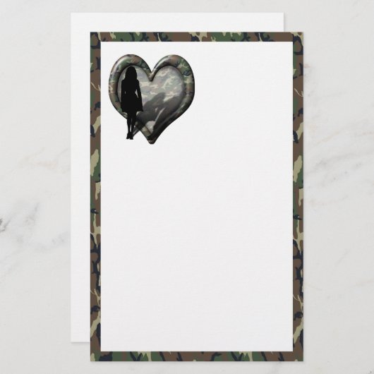 Camouflage hart - vrouw ontbrekend Man Briefpapier (Voorkant / Achterkant)