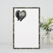 Camouflage hart - vrouw ontbrekend Man Briefpapier (Staand voorkant)