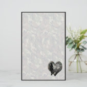 Camouflage Hart - Vrouw Vermist Man (w/text) Briefpapier (Staand voorkant)