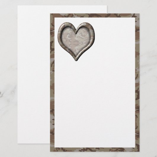 Camouflage Hart - Woestijn Briefpapier (Voorkant / Achterkant)