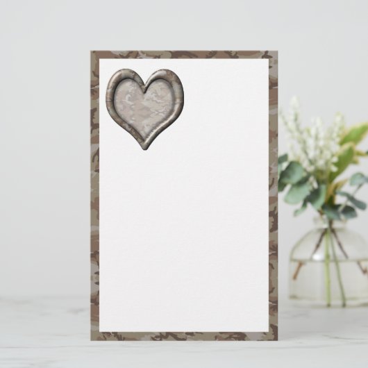 Camouflage Hart - Woestijn Briefpapier (Staand voorkant)