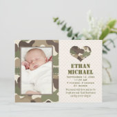 Camouflage Heart Baby Foto geboorteaankondiging Aankondiging (Staand voorkant)